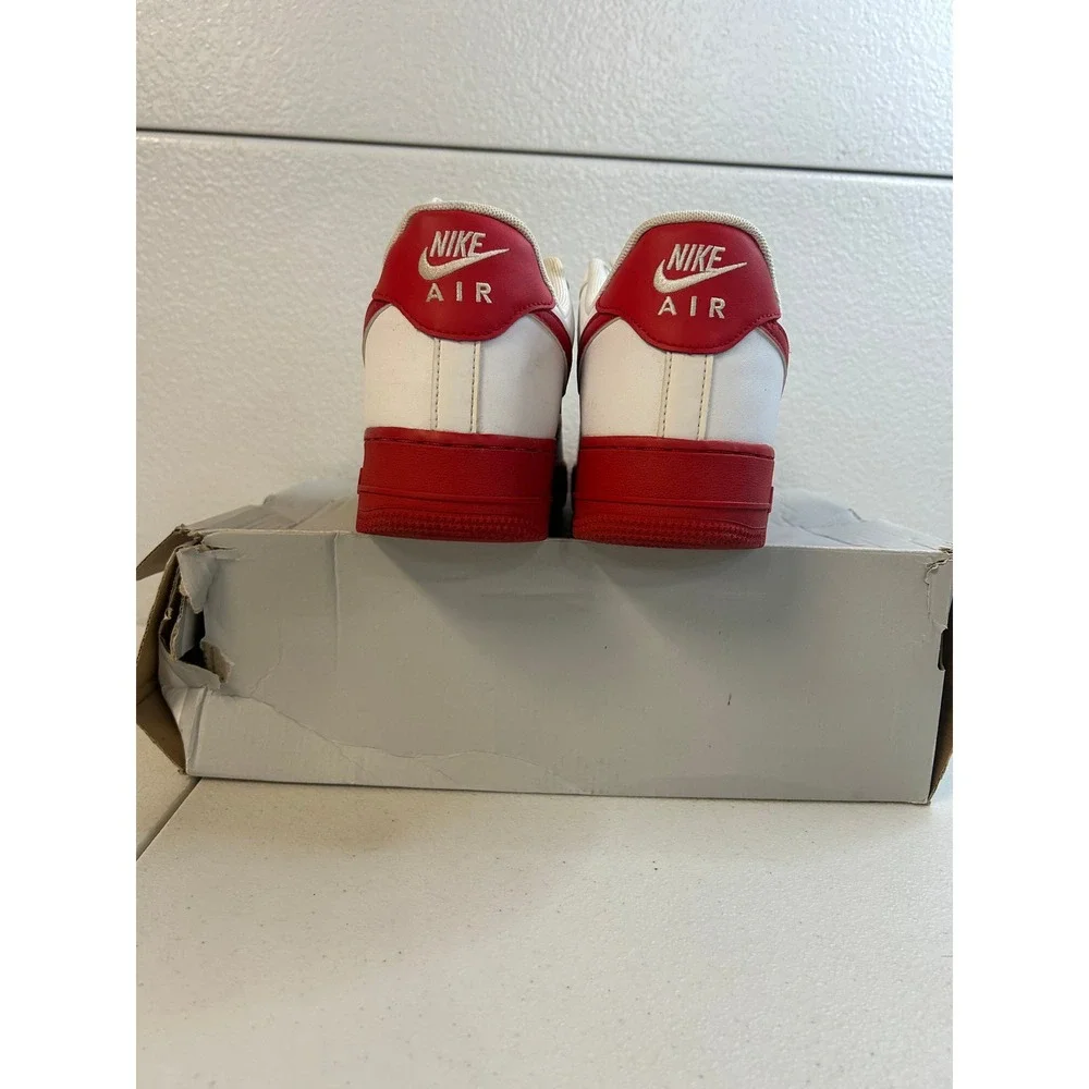 Nike Air Force 1 07 White University Red Low Sneakers Mens 10.5 #2505
